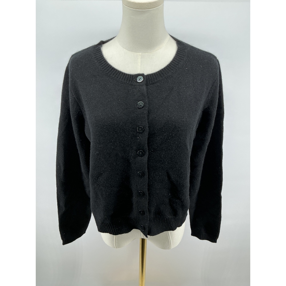 Mongolian Cashmere Cropped Crewneck Cardigan - Picture 2 of 4
